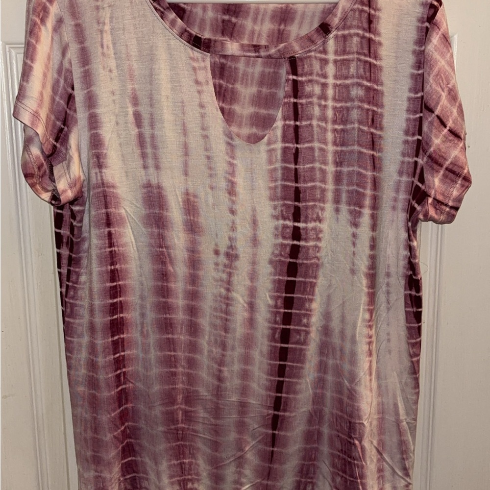 Women's Tie-Dye Top - Purple and Cream